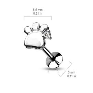 PUPPY & KITTY PAW FLAT BACK LABRET STUD