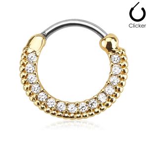 CRYSTAL LINED CLICKER HOOP FOR SEPTUM OR DAITH