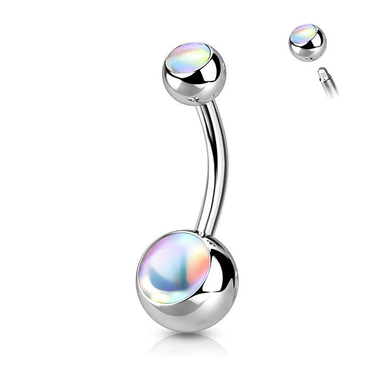 ILLUMINATING DOUBLE OPAL BELLY BAR - 10MM