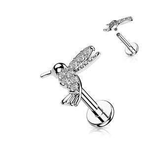 CRYSTAL LITTLE HUMMINGBIRD FLAT BACK LABRET STUD