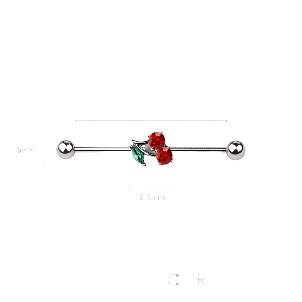 CRYSTAL JEWELLED CHERRY INDUSTRIAL BARBELL