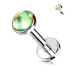 IRIDESCENT OPAL TOP FLAT BACK LABRET - 8MM