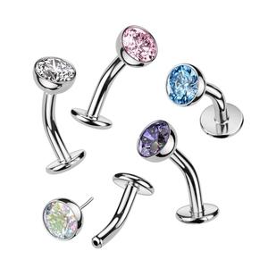 TITANIUM CRYSTAL FLOATING BELLY BUTTON RING BAR navel