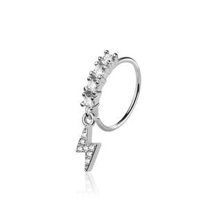 CRYSTAL CHARM LIGHTENING BOLT NOSE RING - 8MM