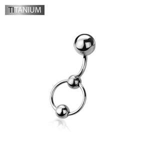 IMPLANT GRADE TITANIUM VCH CHRISTINA CURVED BARBELL RING & BALL COMBO