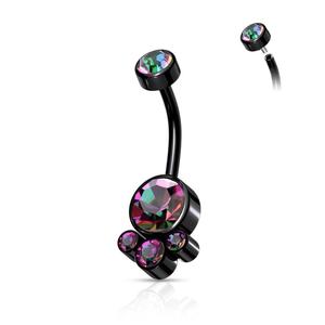 CRYSTAL CLUSTER BELLY BAR - INTERNALLY THREADED - 10MM