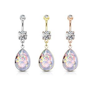 OPAL TEARDROP BELLY BARBELL - 10MM