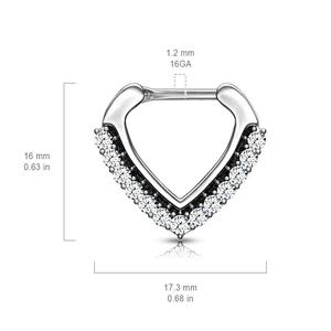 Rhinestone  Paved Chevron Shape Clicker for Septum Metal Coating