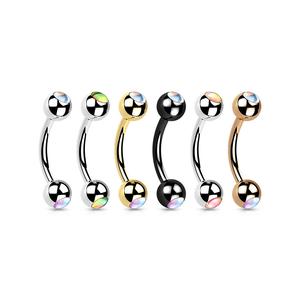 DOUBLE OPAL SURGICAL STEEL CURVED 8MM BARBELL