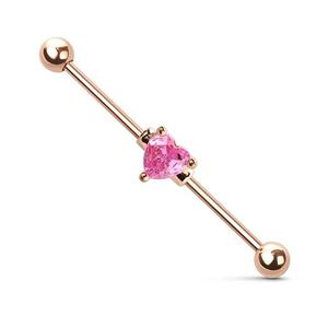 CRYSTAL LOVE HEART INDUSTRIAL BARBELL