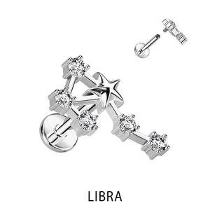 Silver CZ Zodiac Constellation Labret stud