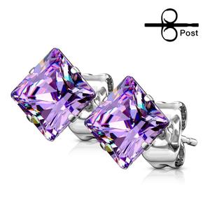 DAINTY CRYSTAL SQUARE STAINLESS STEEL STUDS