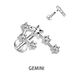 Silver CZ Zodiac Constellation Labret stud