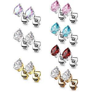 CRYSTAL TEARDROP STUDS - STAINLESS STEEL