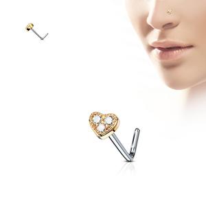 CRYSTAL LOVE HEART L BEND NOSE STUD