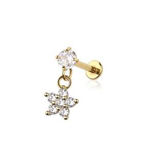 CRYSTAL FLOWER CHARM FLATBACK LABRET