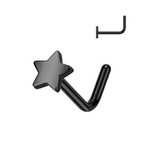 TITANIUM MINI FLAT STAR L BEND NOSE STUD