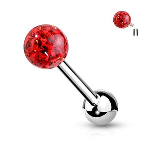 FERIDO DISCO SMOOTH CRYSTAL BALL TONGUE BARBELL -16MM