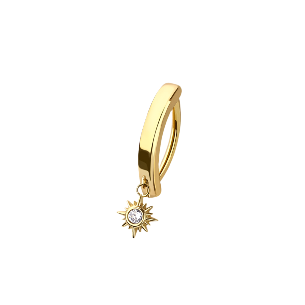 CRYSTAL NORTHERN STAR CHARM BELLY CLICKER HOOP - 10MM