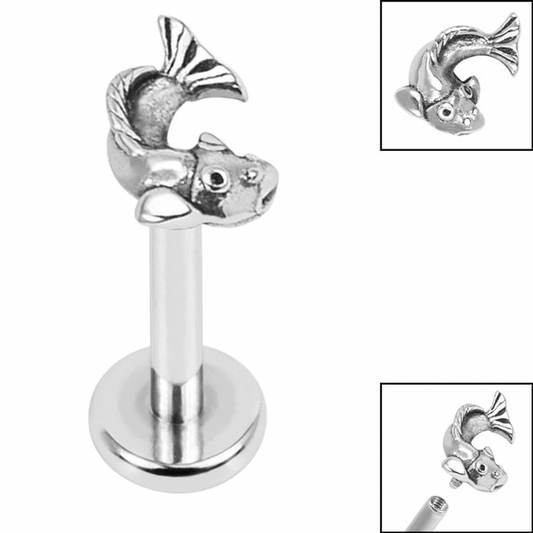 TITANIUM MINI KOI FISH FLAT BACK LABRET