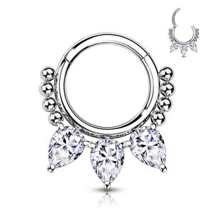 CRYSTAL TEARDROP BEADED HINGE CLOSE HOOP - 8MM