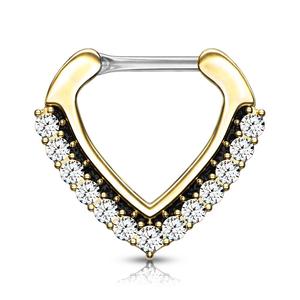 Rhinestone  Paved Chevron Shape Clicker for Septum Metal Coating