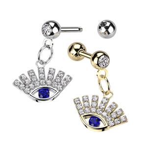 CRYSTAL LUCKY EYE LABRET BARBELL -6MM