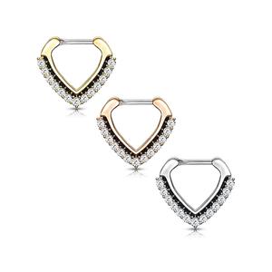 Rhinestone  Paved Chevron Shape Clicker for Septum Metal Coating