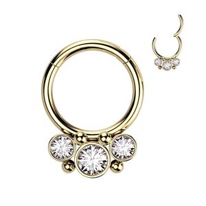 TRIPLE CRYSTAL HOOP - HINGE CLOSE FASTENING - 8MM