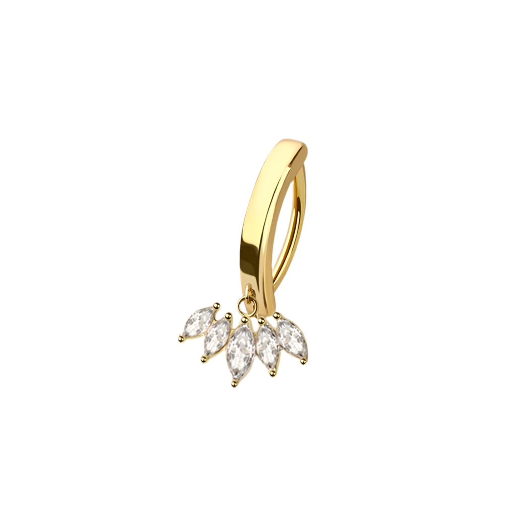 CRYSTAL MARQUISE CHARM BELLY CLICKER HOOP - 10MM