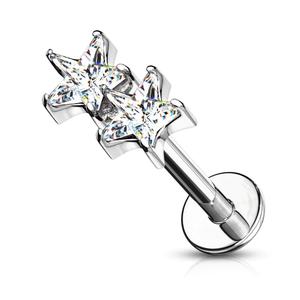 TWIN CRYSTAL STAR FLAT BACK STUD