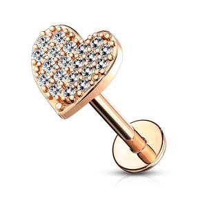 Crystal Love Heart Internally Threaded stud