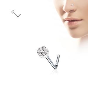 CRYSTAL FLOWER L BEND NOSE STUD