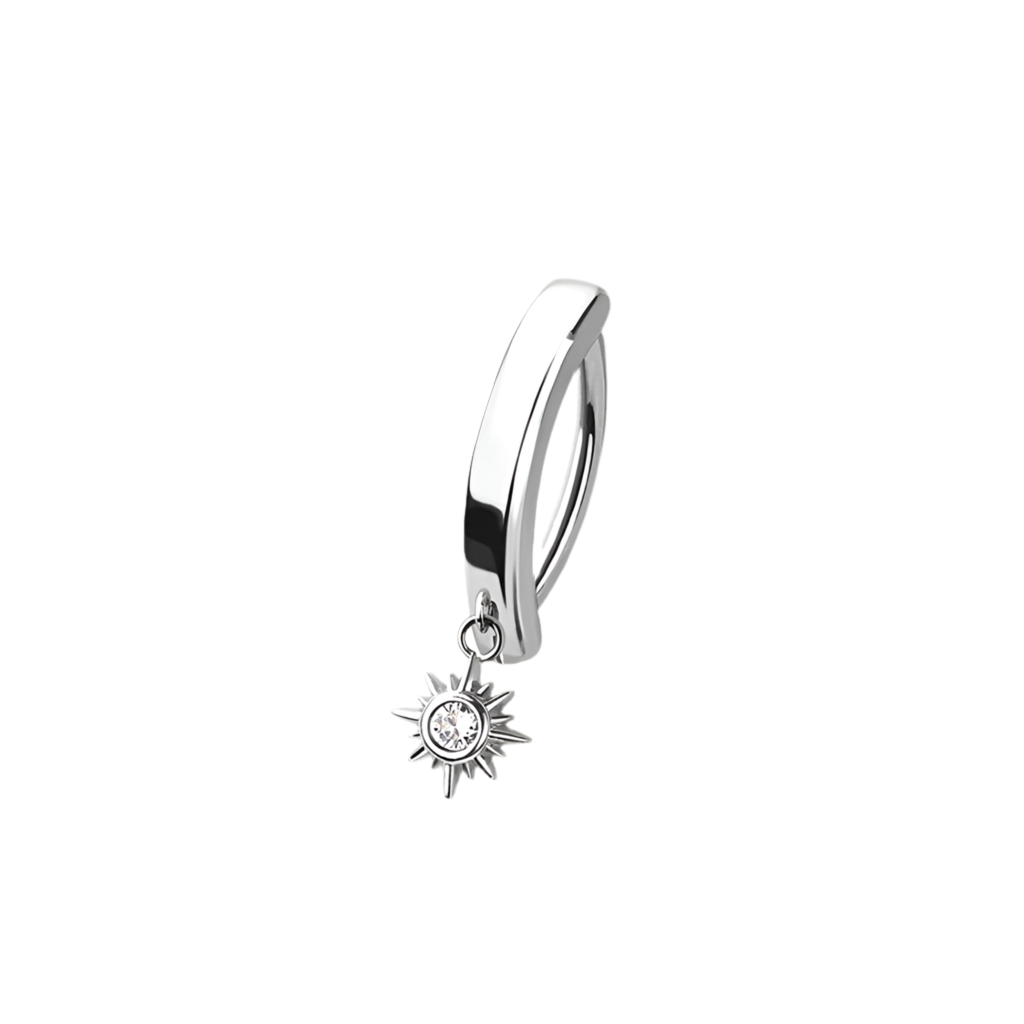 CRYSTAL NORTHERN STAR CHARM BELLY CLICKER HOOP - 10MM