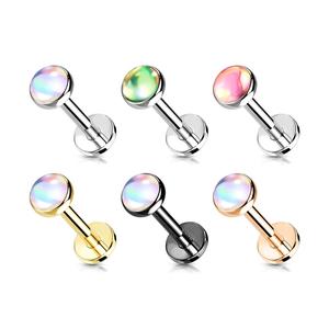 IRIDESCENT OPAL TOP FLAT BACK LABRET - 8MM