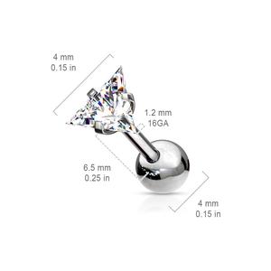 CRYSTAL TRIANGLE CUBIC ZIRCONIA BARBELL