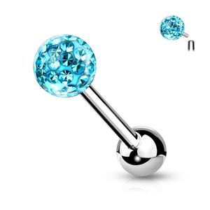 FERIDO DISCO SMOOTH CRYSTAL BALL TONGUE BARBELL -16MM