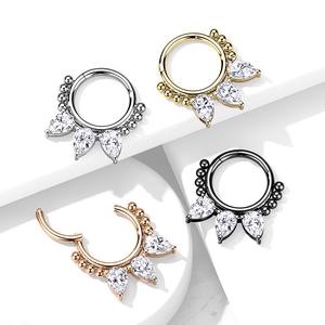 CRYSTAL TEARDROP BEADED HINGE CLOSE HOOP