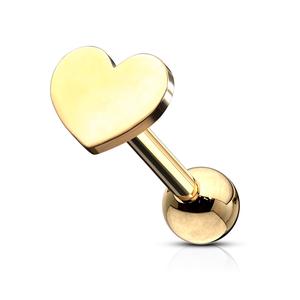 PLAIN SOLID LOVE HEART BARBELL- 6MM