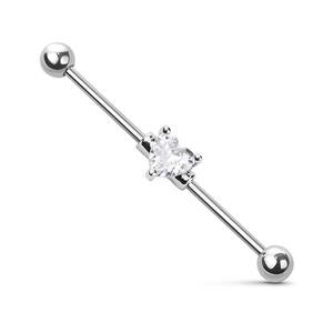 CRYSTAL LOVE HEART INDUSTRIAL BARBELL