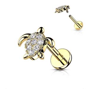 CUTE CRYSTAL SEA TURTLE FLAT BACK LABRET STUD