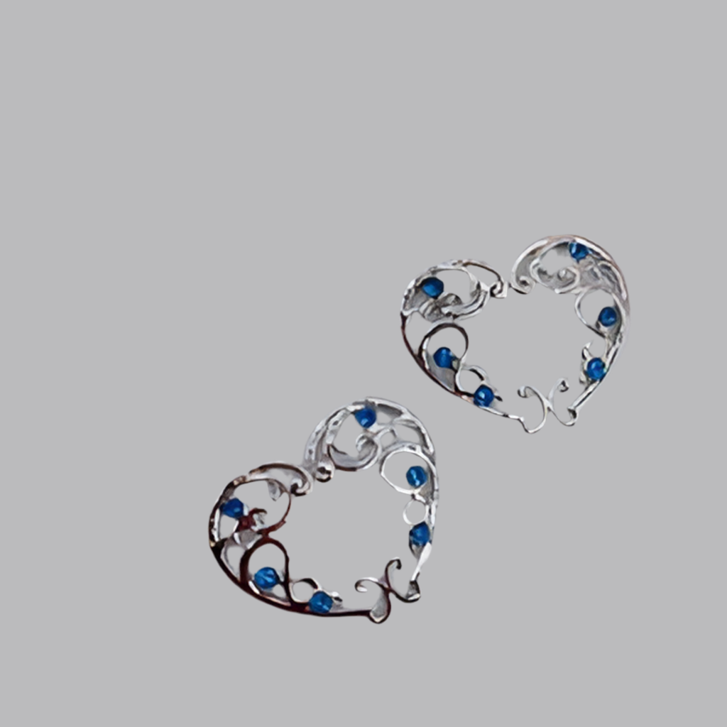 BLUE CRYSTAL LOVE HEART FAUX CHEST PIERCING