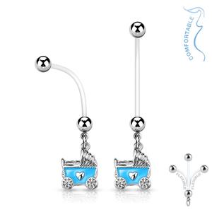 MATERNITY PREGNANCY BIOFLEX BELLY BAR - BLUE & PINK PRAM DESIGN