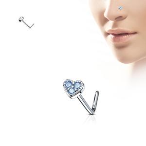 CRYSTAL LOVE HEART L BEND NOSE STUD