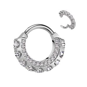 TITANIUM MULTI SIDED CRYSTAL HINGE HOOP 8MM