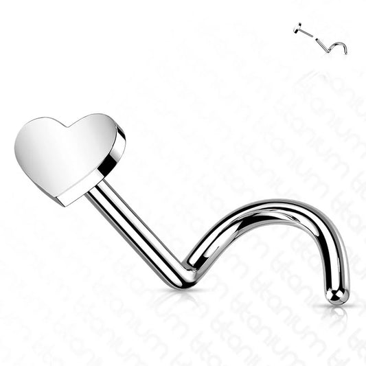 TITANIUM DAINTY PLAIN LOVE HEART NOSE STUD