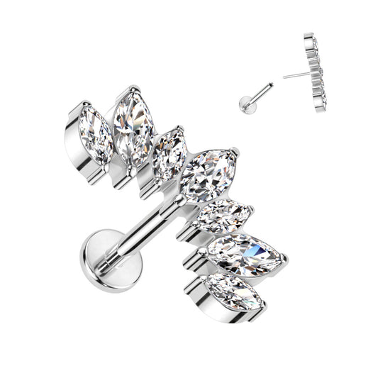 TITANIUM CRYSTAL MARQUISE THREADLESS FLAT BACK LABRET