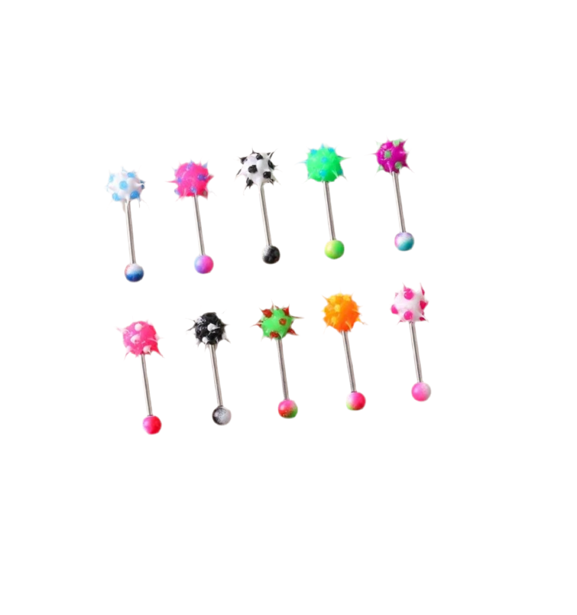 FUNKY SILICONE FUZZ BALL TONGUE BARBELL - 16MM