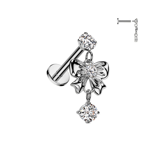 CRYSTAL RIBBON CHARM FLAT BACK LABRET - 8MM