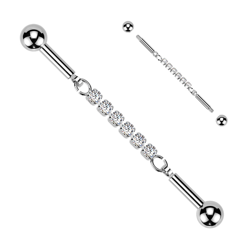 CRYSTAL CHAIN INDUSTRIAL BARBELL - 14 GAUGE - 38MM